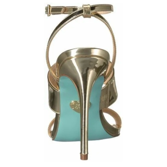 BETSEY JOHNSON JENNA Gold Foil Sling Back Sz 6 - Picture 2 of 8